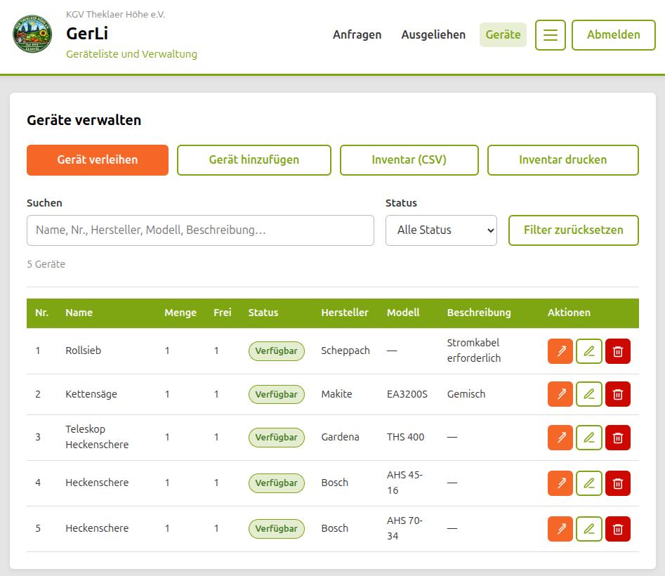 GerLi Admin — Geräteverwaltung