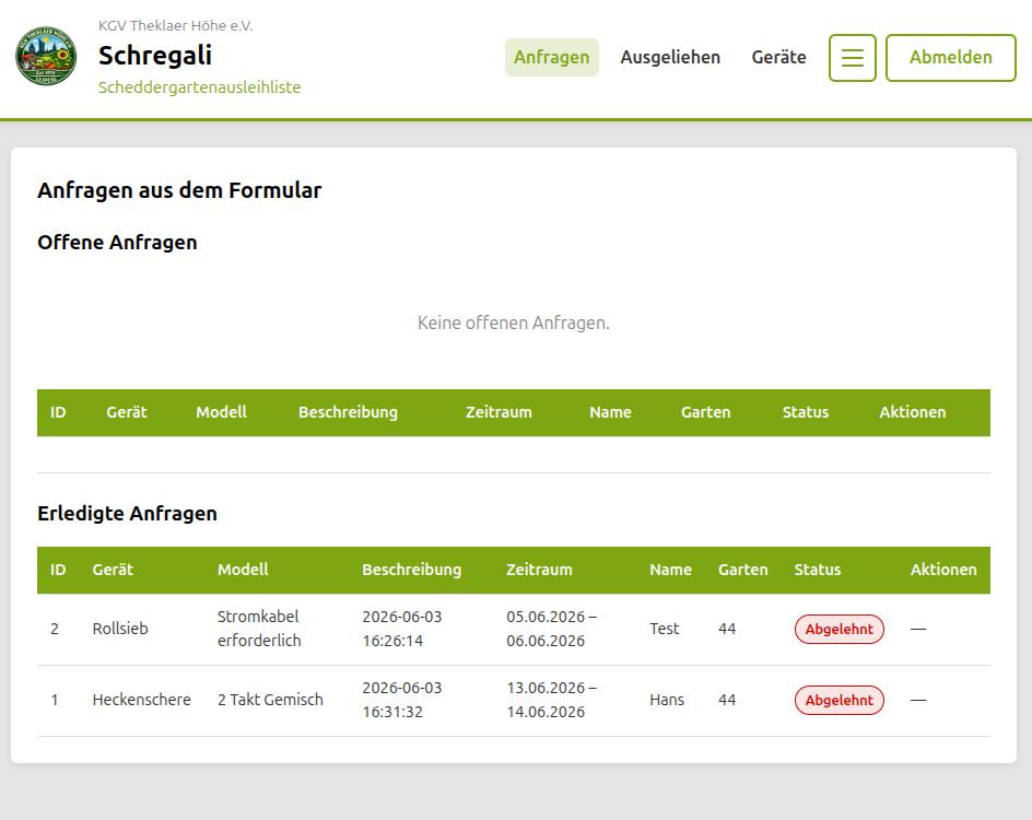GerLi Admin — Ausleihanfragen bearbeiten