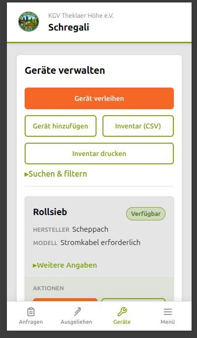 Schregali — Mobile Ansicht auf dem Smartphone